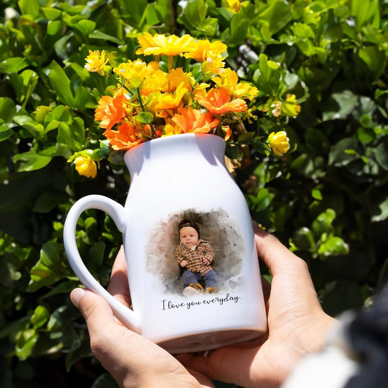 Custom Mother’s Day Photo Ceramic Flower Vase – Personalized Baby Photo Gift for Mom, Grandma, Nana, or Mimi
