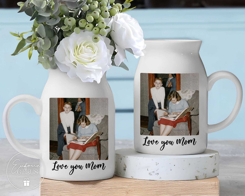 Custom Mother’s Day Photo Ceramic Flower Vase – Personalized Baby Photo Gift for Mom, Grandma, Nana, or Mimi