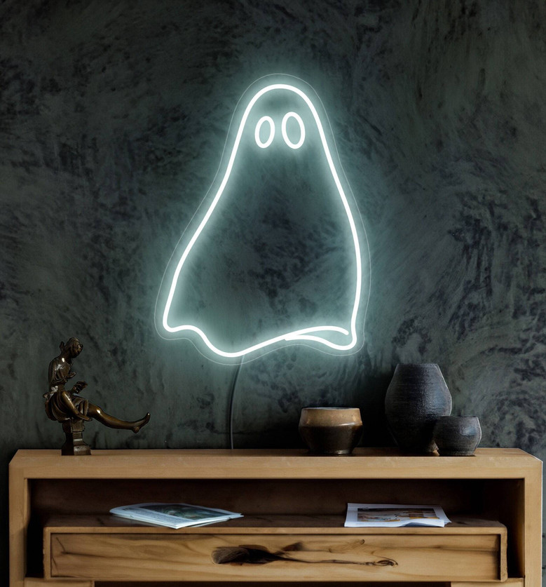 Ghost Neon Sign – LED Halloween Wall Decor for Kids' Rooms or Spooky Fun Spaces