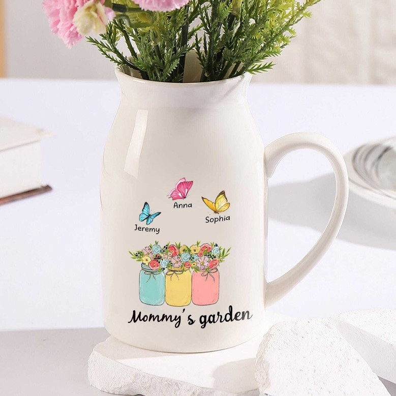 Personalized Grandma's Garden Ceramic Flower Vase - Mother's Day Gift For Mom Or Nana