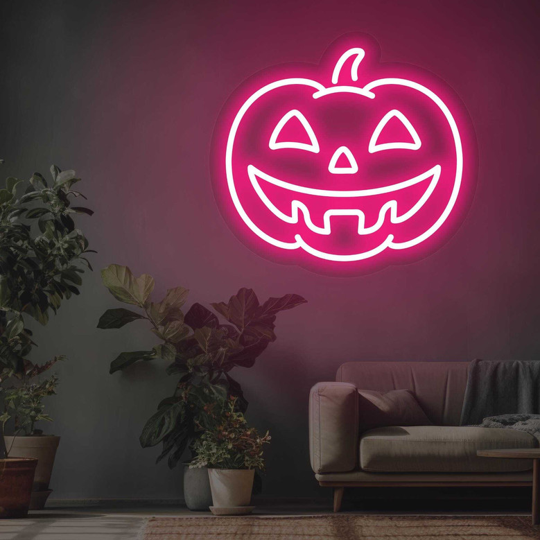 Halloween Pumpkin Neon Sign – Spooky Party LED Decor for Home or Events