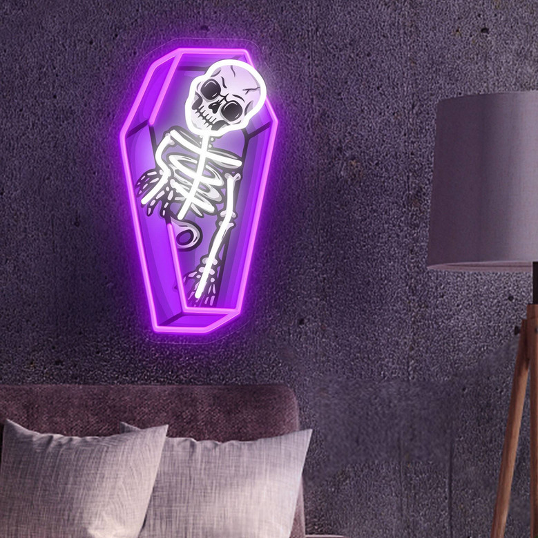 Halloween Skeleton Neon Sign - Spooky Gothic Decor For Goth Lovers' Haunted Party Vibes