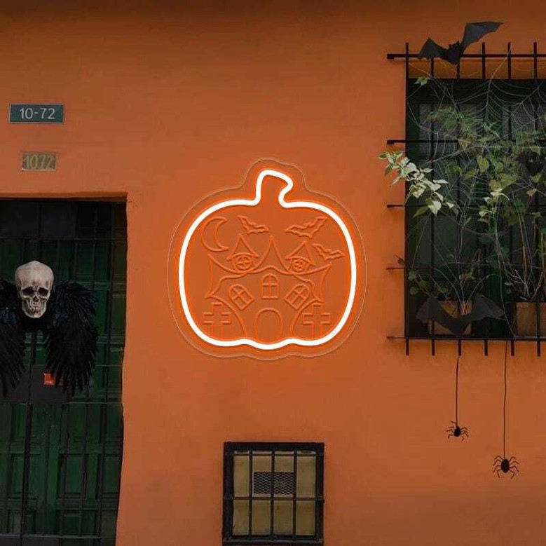Illuminate Your Witch House With Halloween Pumpkin Neon Signs - Perfect For Party Decor & Festive Vibes