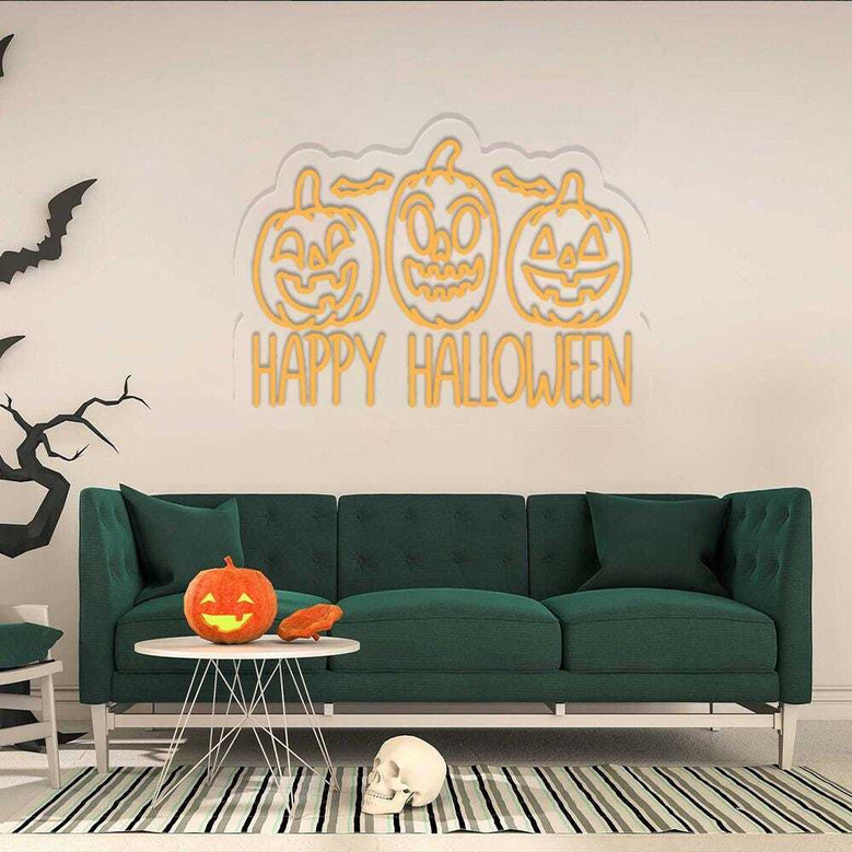 Happy Halloween Ghost Neon Sign – Funny Spooky LED Light for Party & Fall Gifts