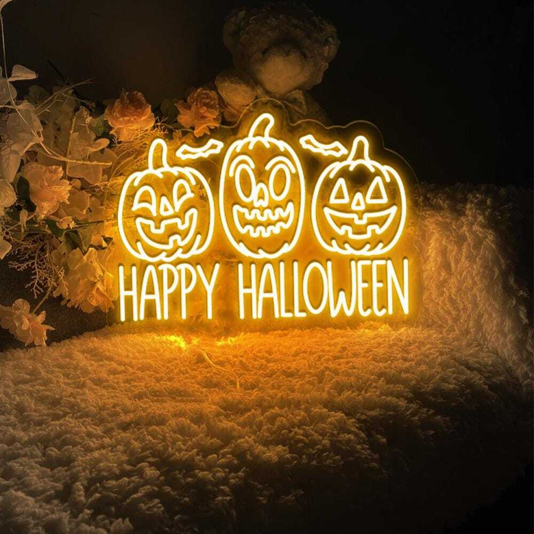 Happy Halloween Ghost Neon Sign – Funny Spooky LED Light for Party & Fall Gifts
