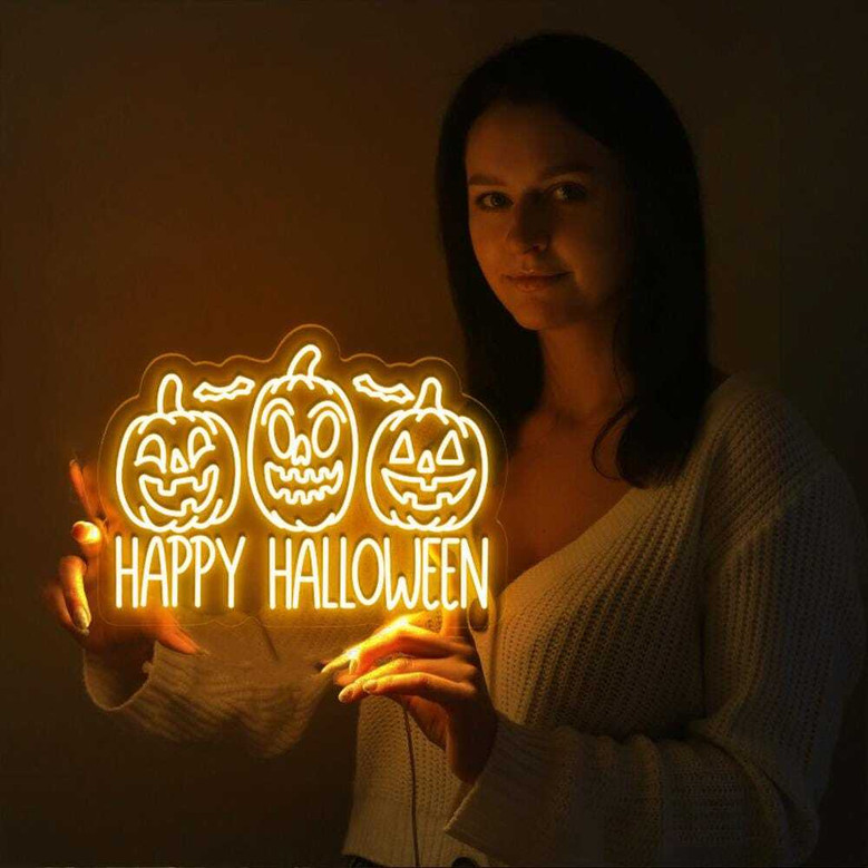 Happy Halloween Ghost Neon Sign – Funny Spooky LED Light for Party & Fall Gifts