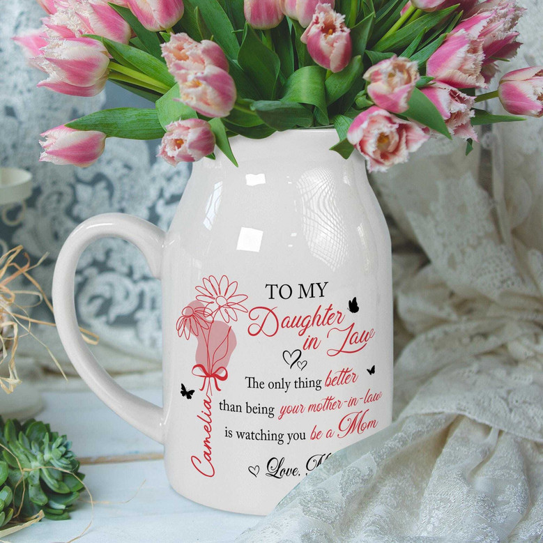 Heartfelt Personalized Mother-Daughter Ceramic Flower Vase For New Moms Mothers Day Decor