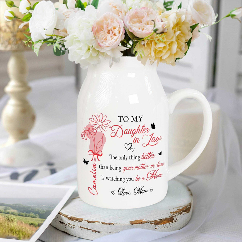 Heartfelt Personalized Mother-Daughter Ceramic Flower Vase For New Moms Mothers Day Decor