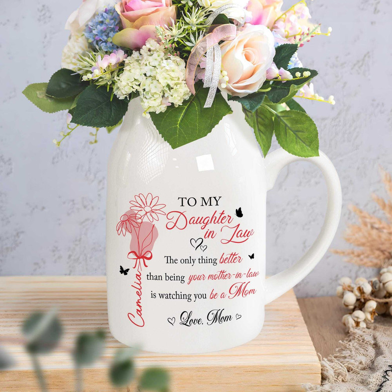 Heartfelt Personalized Mother-Daughter Ceramic Flower Vase For New Moms Mothers Day Decor