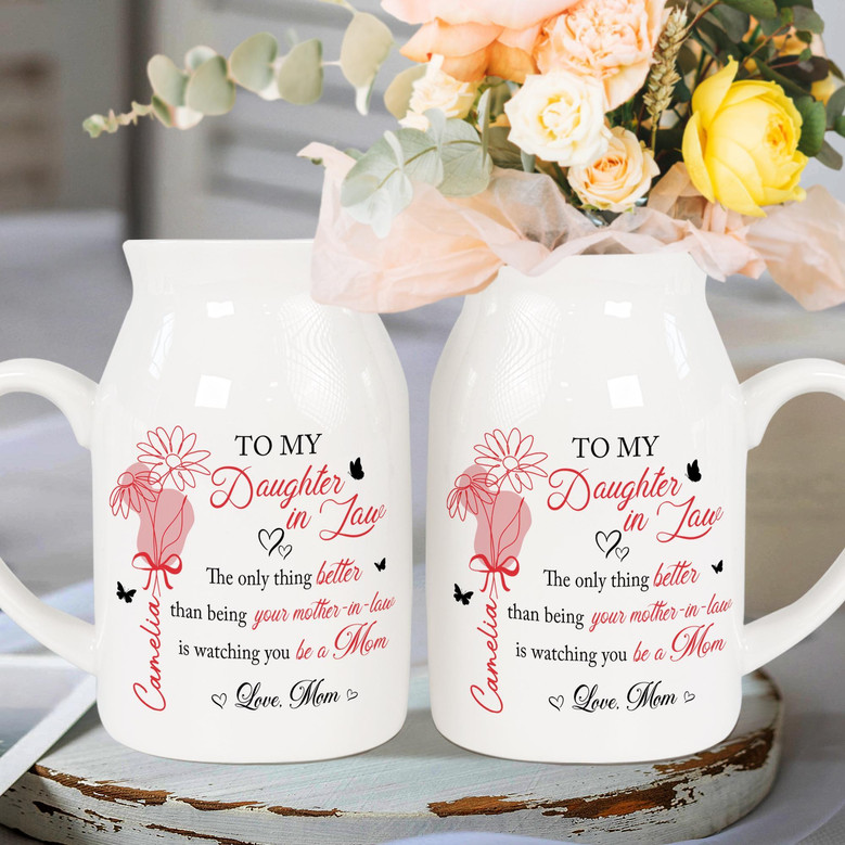 Heartfelt Personalized Mother-Daughter Ceramic Flower Vase For New Moms Mothers Day Decor