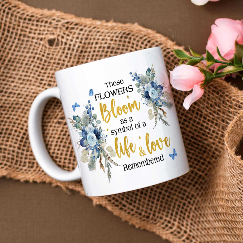 Memorial Ceramic Flower Vase - Loss Of Mom Gift For Mother's Day | Flower Blooms Symbolize Life & Love | Sympathy Gift