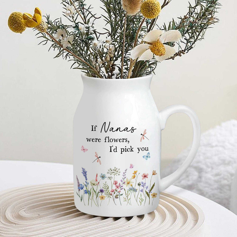 Thoughtful Personalized Ceramic Flower Vase Gift For Grandma & Nana - Mother's Day & Birthday Custom Decor