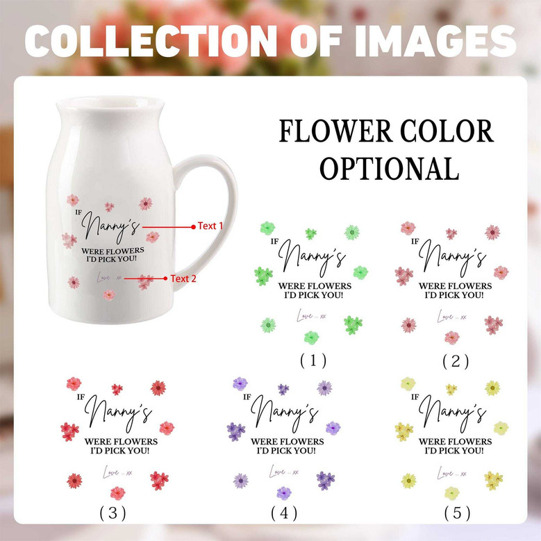 Personalized Mother’s Day Ceramic Flower Vase For Grandma - Heartfelt Nanny & Nana Gift
