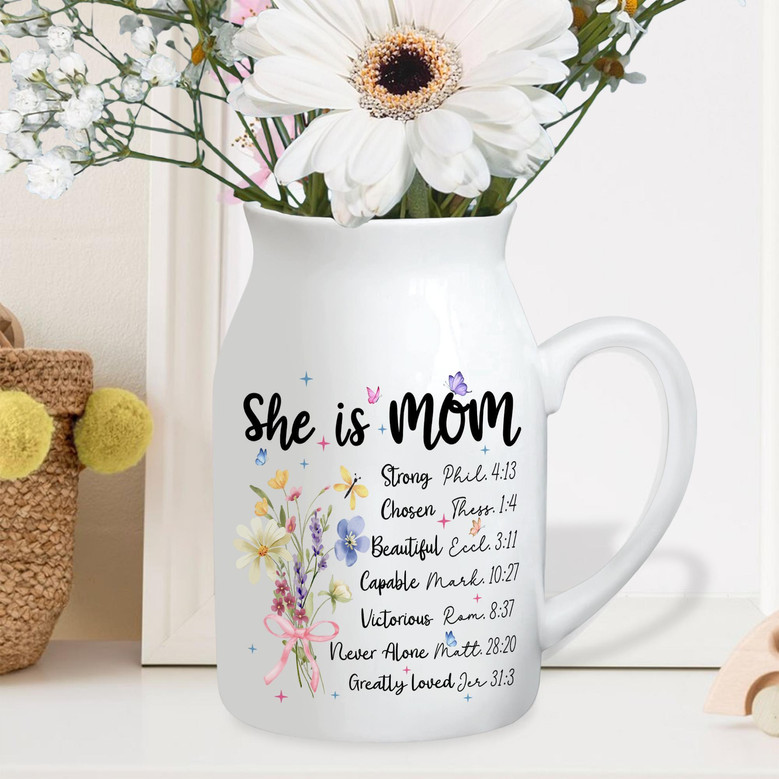 Inspirational Mother's Day Ceramic Flower Vase For Mom's Birthday Or Christian Grandma