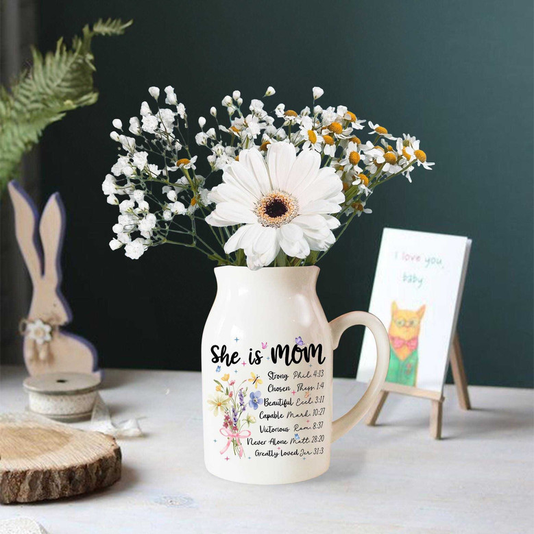 Inspirational Mother's Day Ceramic Flower Vase For Mom's Birthday Or Christian Grandma