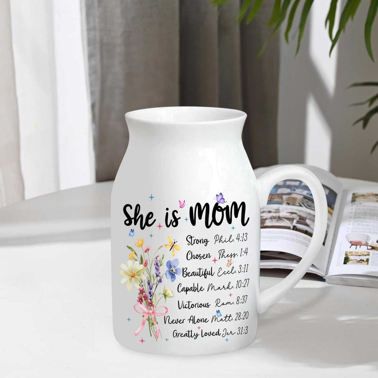 Inspirational Mother's Day Ceramic Flower Vase For Mom's Birthday Or Christian Grandma
