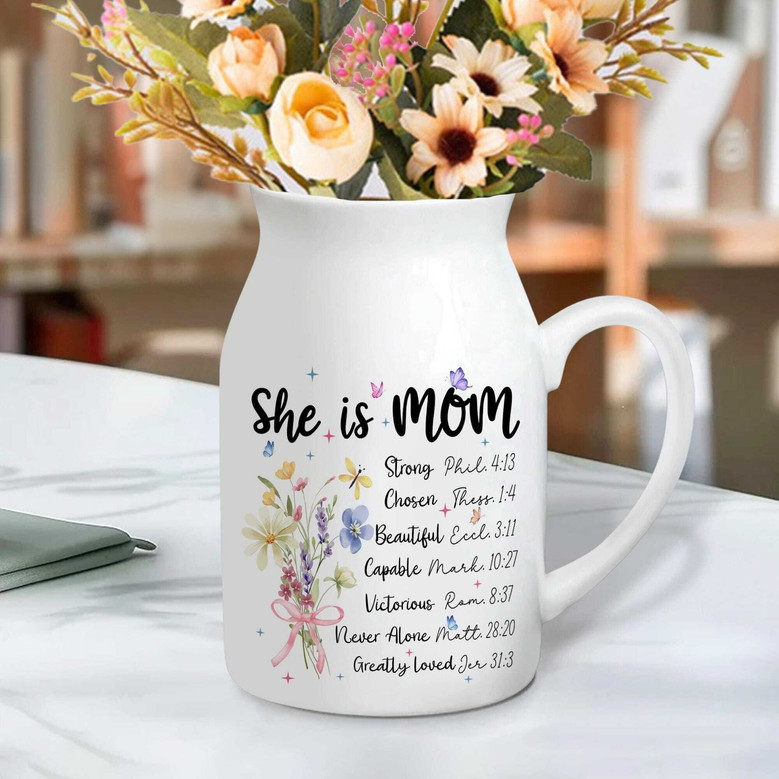 Inspirational Mother's Day Ceramic Flower Vase For Mom's Birthday Or Christian Grandma