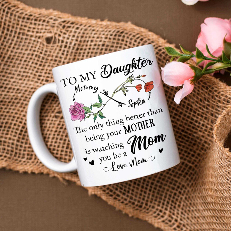 Touching Personalized Mother's Day Ceramic Flower Vase For New Mom Gifts - Mother-Daughter Bond Vase