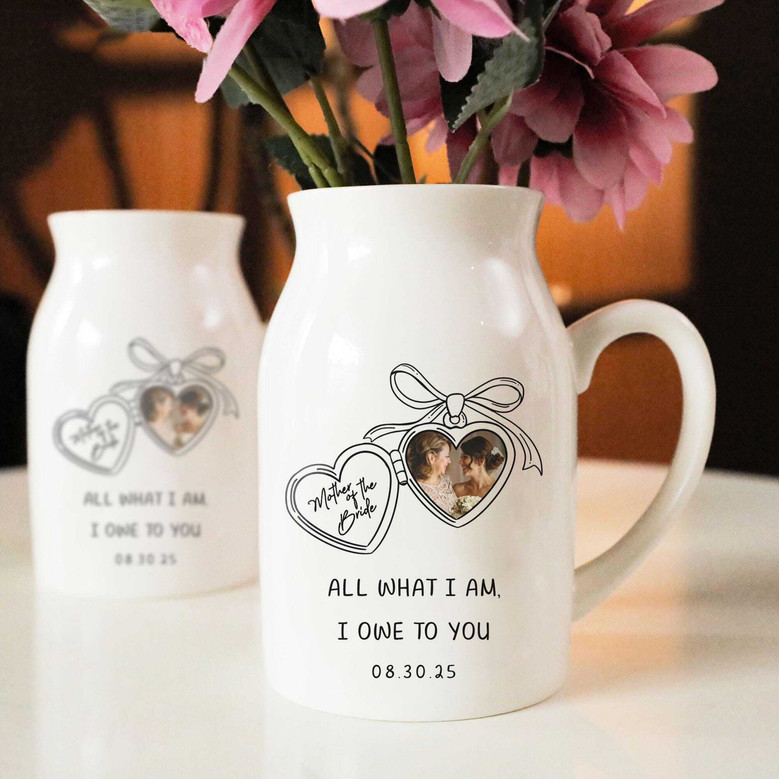 Personalized Floral Ceramic Vase For Mother's Day - Wedding Gift For Mother Of The Bride