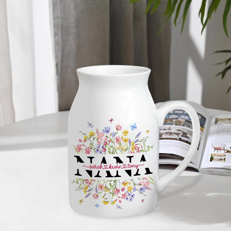 Personalized Mother's Day Ceramic Flower Vase - Thoughtful Gift For Nana, Grandma, Or Mimi From Grandchild