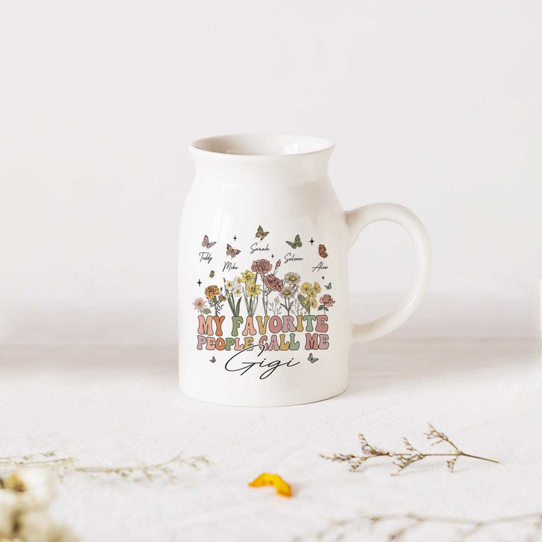 Thoughtful Mother's Day Ceramic Flower Vase For Grandma, Nana, Mama - Custom Gift For Living Room Decor