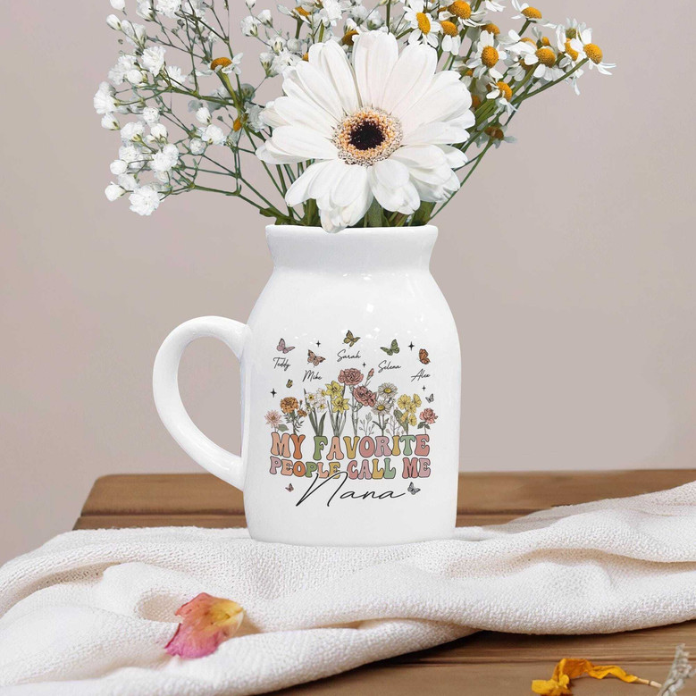 Thoughtful Mother's Day Ceramic Flower Vase For Grandma, Nana, Mama - Custom Gift For Living Room Decor