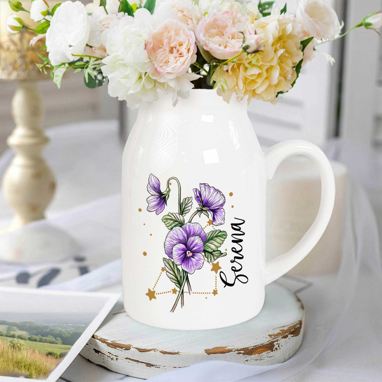 Touching Birth Ceramic Flower Vase For Mom - Custom Mother's Day & Birthday Gift From Daughter