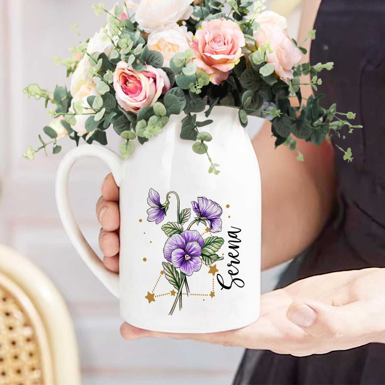 Touching Birth Ceramic Flower Vase For Mom - Custom Mother's Day & Birthday Gift From Daughter