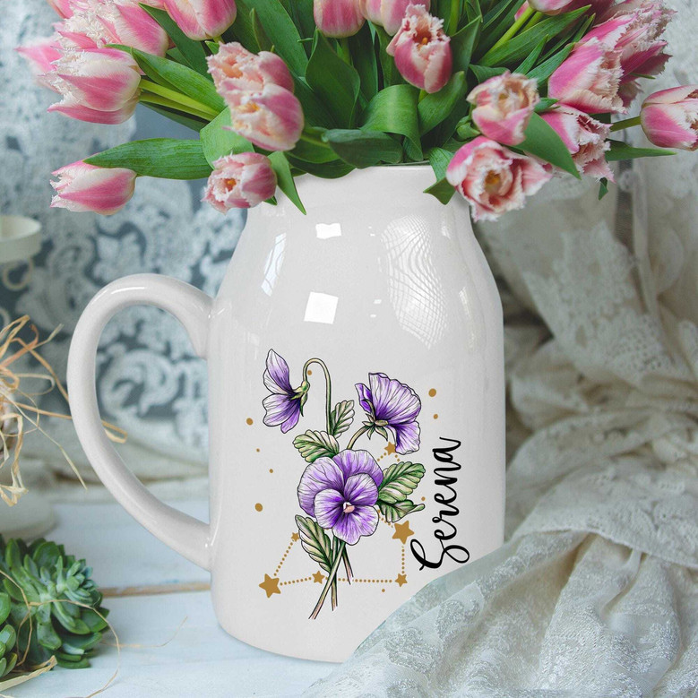 Touching Birth Ceramic Flower Vase For Mom - Custom Mother's Day & Birthday Gift From Daughter