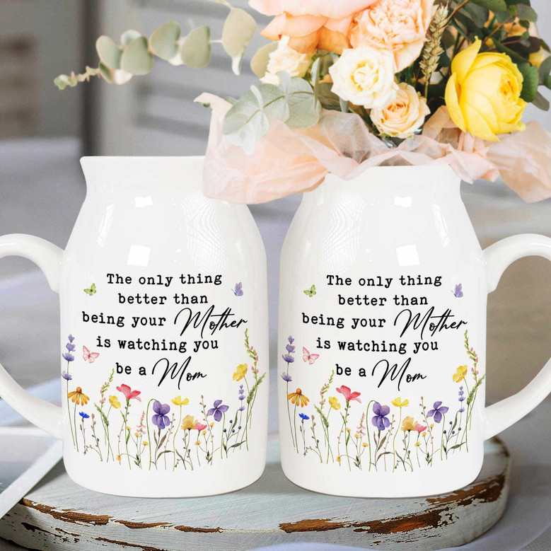 Emotional Personalized Ceramic Flower Vase Gift For New Moms - From Mom To Daughter - Heartfelt Mother's Day Present