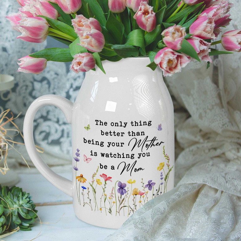 Emotional Personalized Ceramic Flower Vase Gift For New Moms - From Mom To Daughter - Heartfelt Mother's Day Present
