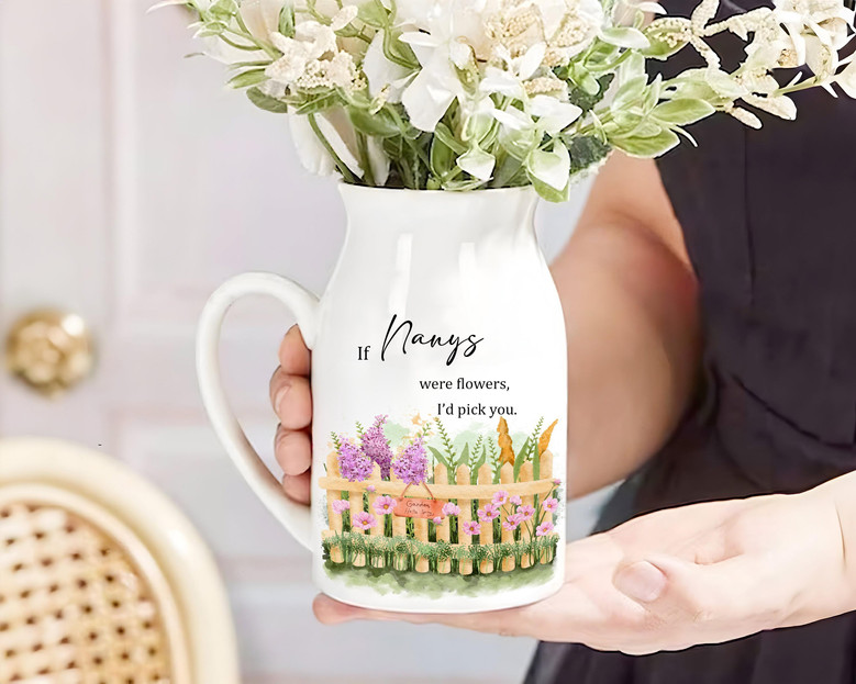 Thoughtful Grandma's Garden Ceramic Flower Vase - Mother's Day & New Mom Gift For Grandma Or Nana