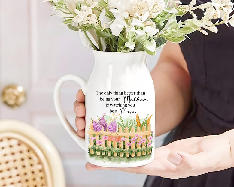 Thoughtful Grandma's Garden Ceramic Flower Vase - Mother's Day & New Mom Gift For Grandma Or Nana