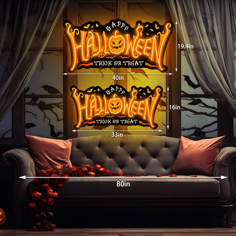 Spooky Ghost Halloween Neon Sign - Personalized LED Light For Party Decor
