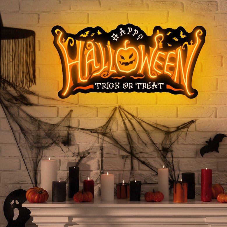 Spooky Ghost Halloween Neon Sign - Personalized LED Light For Party Decor