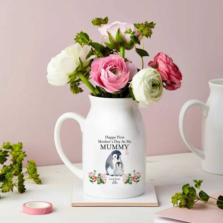 Thoughtful Nana Ceramic Flower Vase - Personalized For First Mother's Day Gift From Kids To Great Grandma