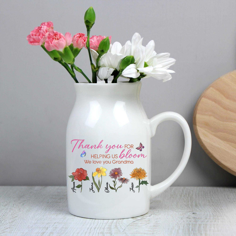 Thoughtful Birth Month Ceramic Flowers Vase For Grandma - Mother's Day Gift