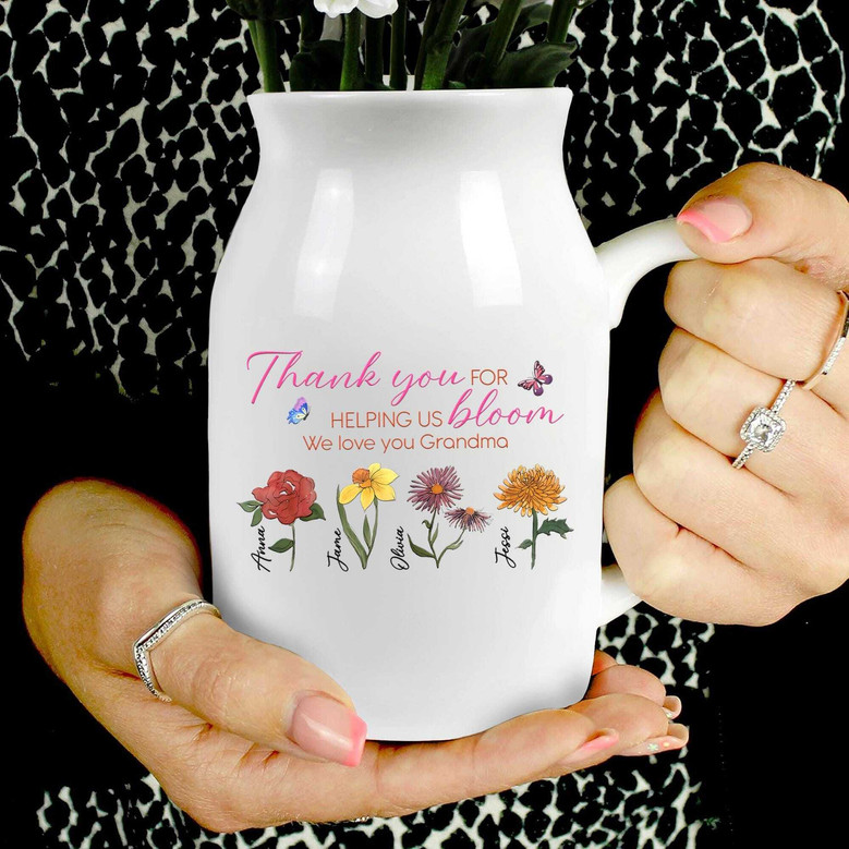 Thoughtful Birth Month Ceramic Flowers Vase For Grandma - Mother's Day Gift
