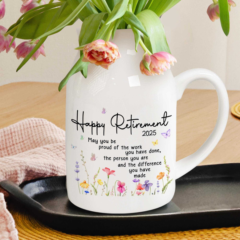 Thoughtful Retirement Ceramic Flower Vase For Women Teachers – Perfect Gift For Appreciation