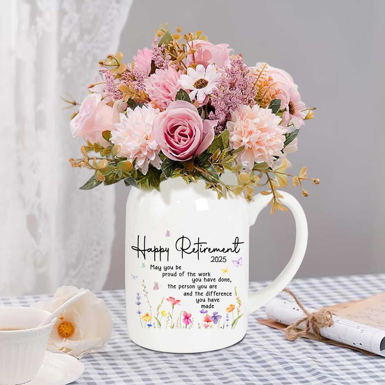 Thoughtful Retirement Ceramic Flower Vase For Women Teachers – Perfect Gift For Appreciation