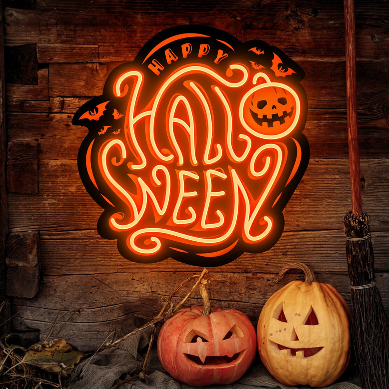 Pumpkin Halloween Neon Sign – Cute LED Decor & Personalized Gift for Kids or Parties