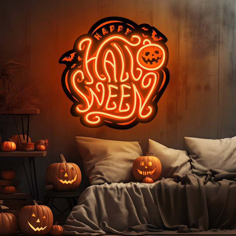 Pumpkin Halloween Neon Sign – Cute LED Decor & Personalized Gift for Kids or Parties