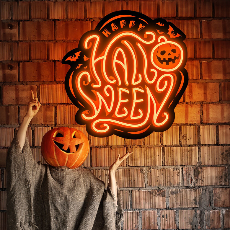 Pumpkin Halloween Neon Sign – Cute LED Decor & Personalized Gift for Kids or Parties