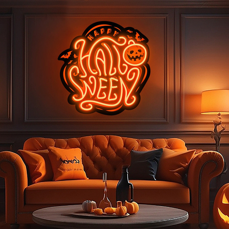 Pumpkin Halloween Neon Sign – Cute LED Decor & Personalized Gift for Kids or Parties