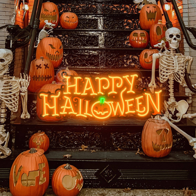 Pumpkin Halloween Neon Sign – Glowing LED Party Sign & Festive Fall Home Decor