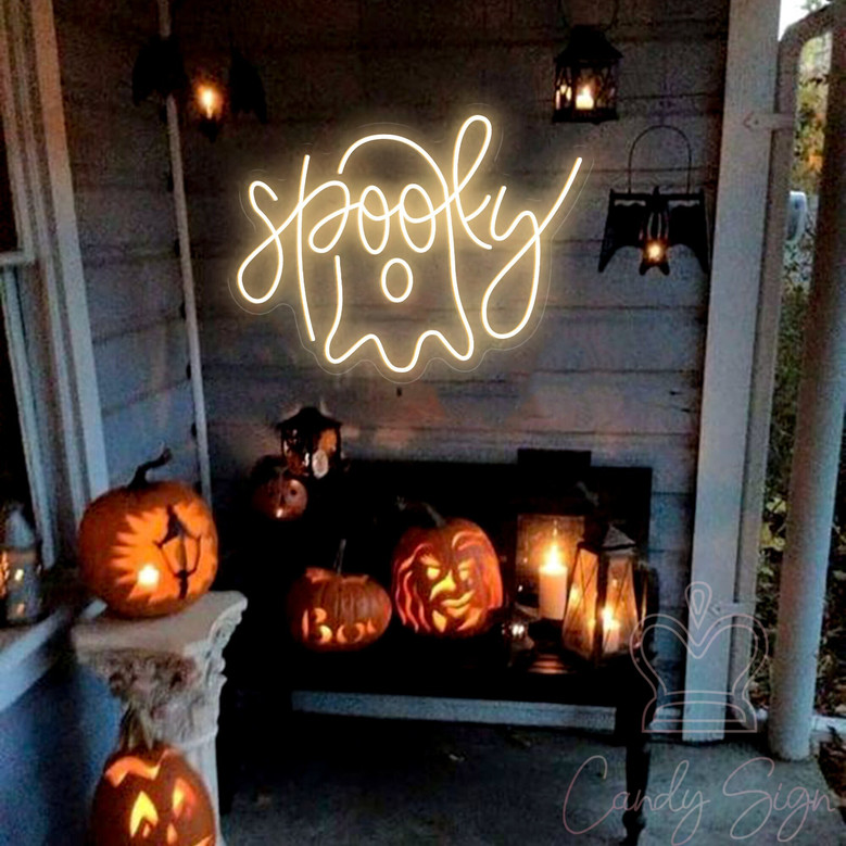 Spooky "Boo" Ghost Neon Sign – Cute Halloween LED Light for Kids & Party Decor