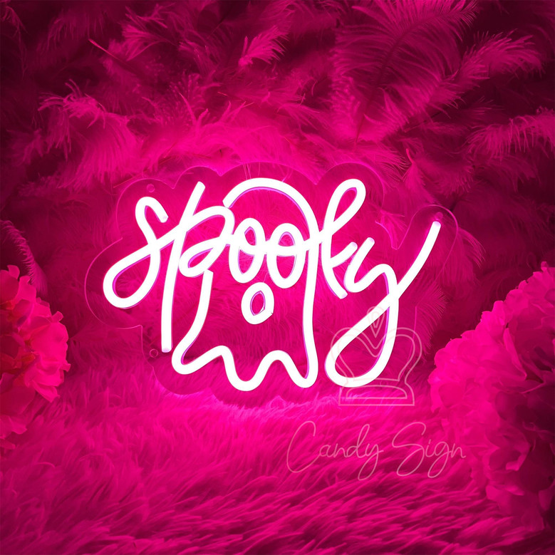 Spooky "Boo" Ghost Neon Sign – Cute Halloween LED Light for Kids & Party Decor