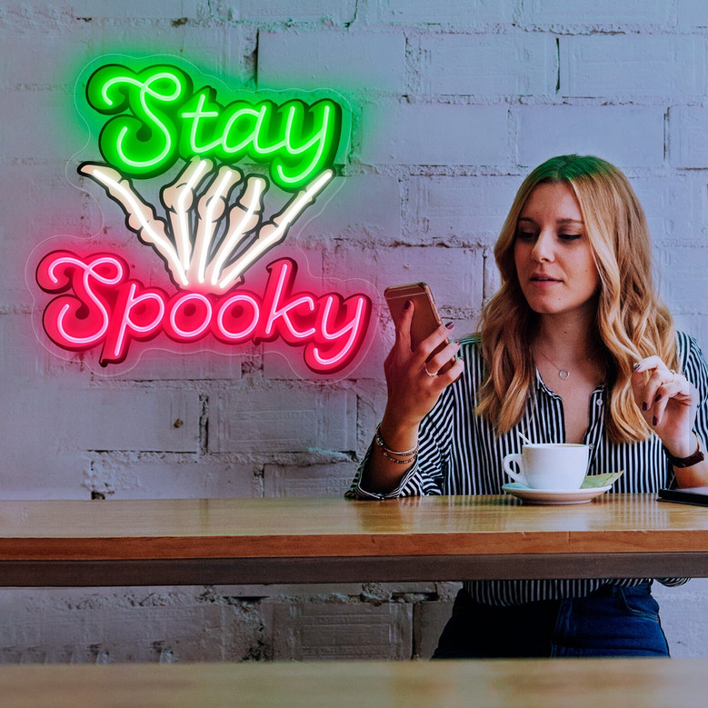 Stay Spooky Neon Sign – Ghostly LED Halloween Party Decor & Fun Seasonal Accent