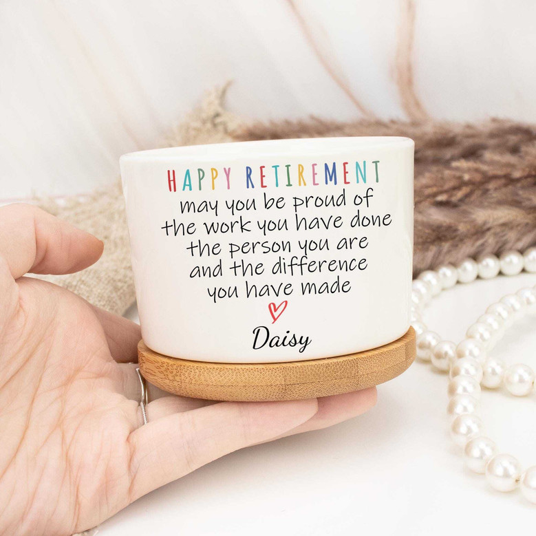 Thoughtful Happy Retirement Ceramic Plant Pot Gift For Coworkers Or Boss