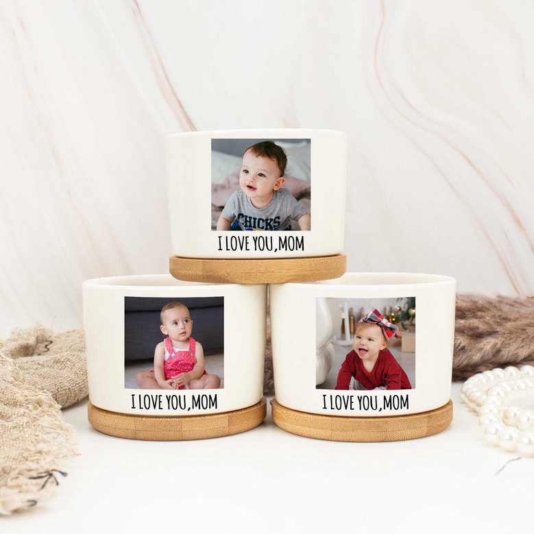 Personalized Kids Photo Plant Pot For Mom – Thoughtful Mother's Day Or Birthday Gift For Grandma